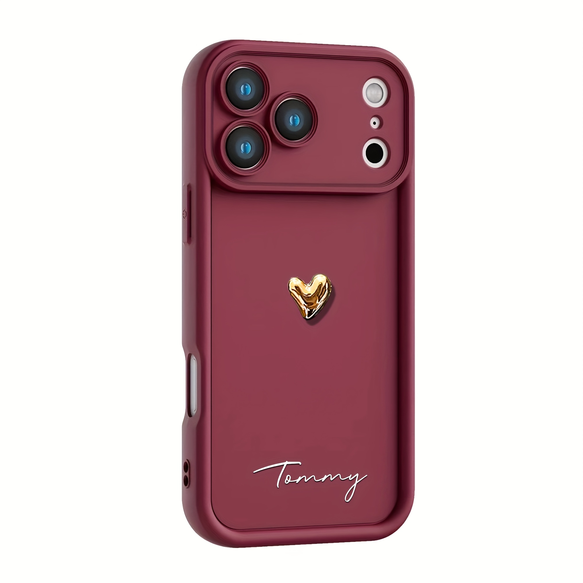 TEMU Phone Case: Personalized Custom Name 3d Heart Phone Case With Phrases Diy Signature Case Compatible With Iphone 18 17 16 15 14 13 12 11 Pro 17
