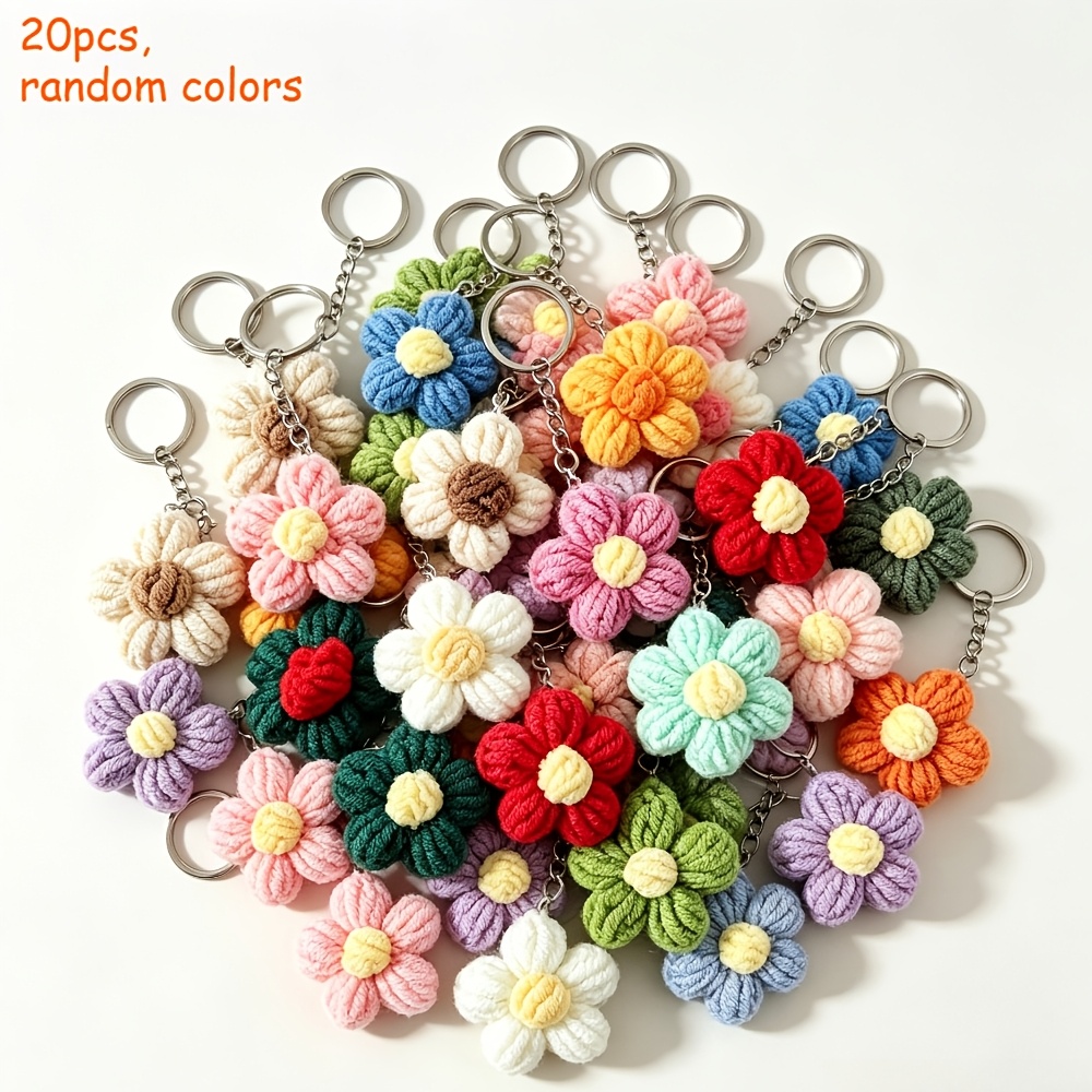 TEMU 20pcs Flower Keychain/key Ring, Random Mixed Colors, Vibrant Colors, Used For Bag Charms, Hangings, Keychains, Handmade Crafts, Christmas/party