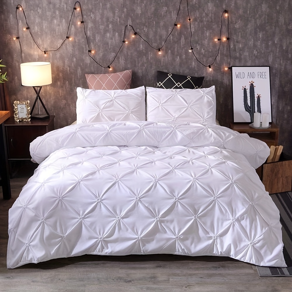 2 3pcs white duvet cover set white     bedding tufted design comforter cover set for men women room decor solid geometric bedspread cover with 2 shams no comforter   soft festival birthday gifts decoration