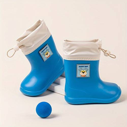imagen del artículo zapatos de lluvia para niños, botas de lluvia infantiles - impermeables y antideslizantes, diseño de dibujos animados lindo, unisex, cierre ajustable - para días lluviosos, juegos de agua, fiestas, - marca, , niños, niñas, zapatos de agua
