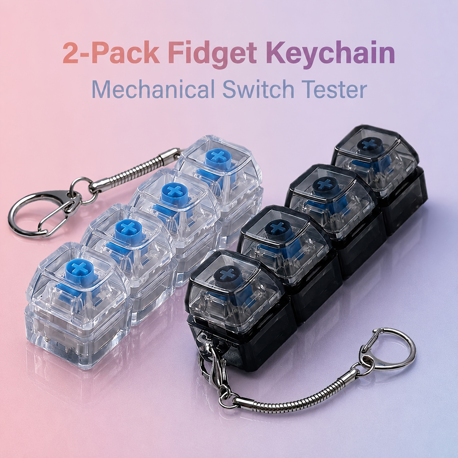 Two-pack Key Switch Tester With 2 Color Options, Fingertip Stress-relief Keychain For , Portable Pressing Decompression Gadget, Creative Mini Pendant, Unique Thoughtful Birthday Gift