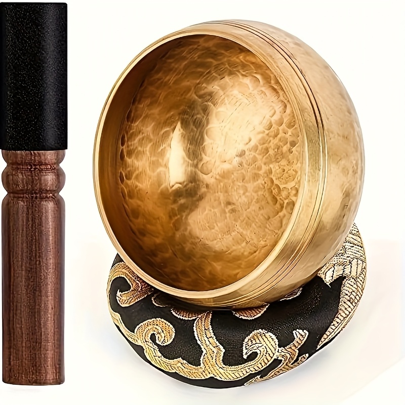 E-shop -Set – Meditations-Musikschale mit Kissen Holzschlägel für Yoga, Achtsamkeit, Chakra- Selbstregulation