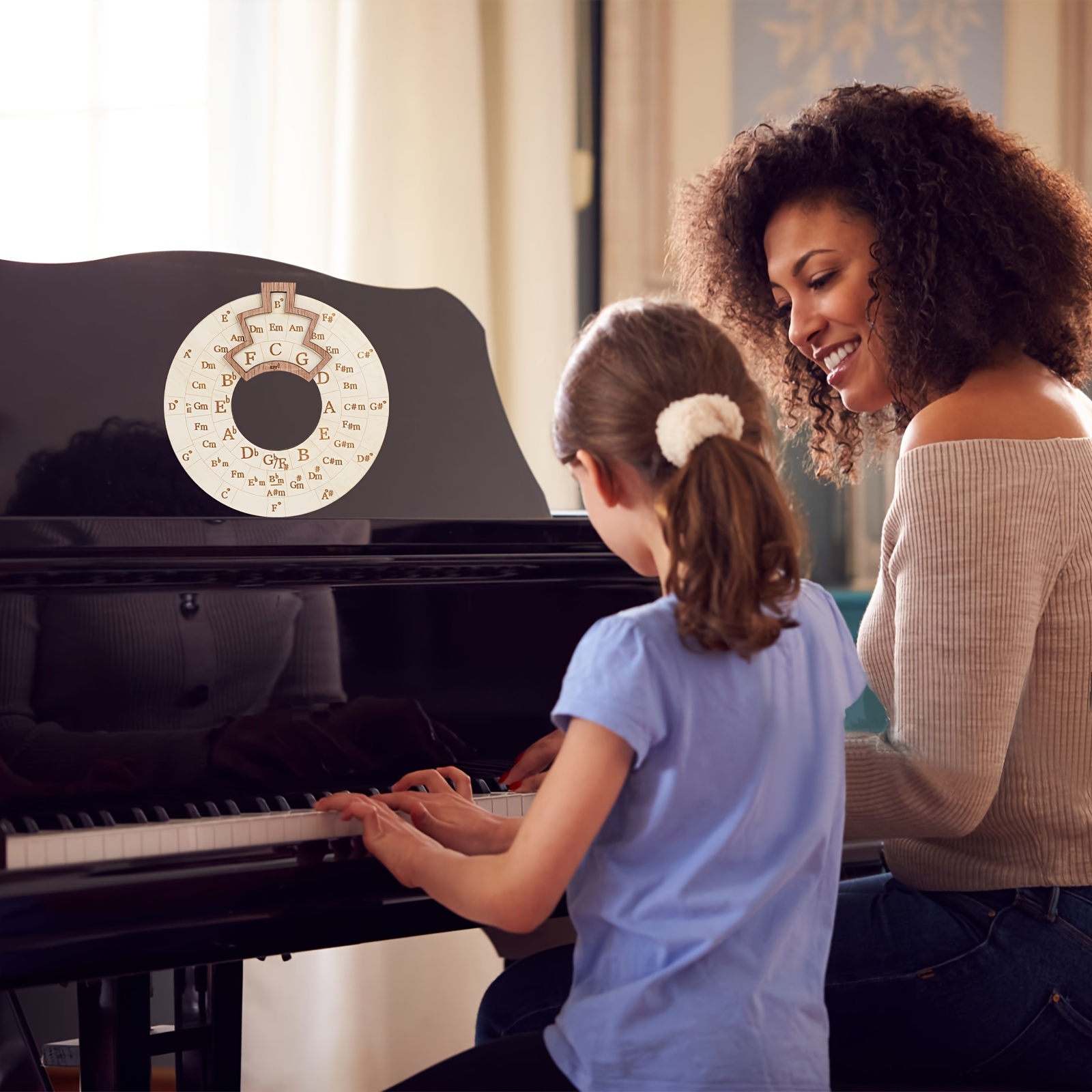 Instrument Tool, Large 16cm Diameter Wooden Chord Circle for Quick Tuning and Memory Aid, Suitable for Music Beginners and Creators, Helps You Rapidly Master Chords and Scales Patterns. Suitable for Piano, Guitar, Violin, etc