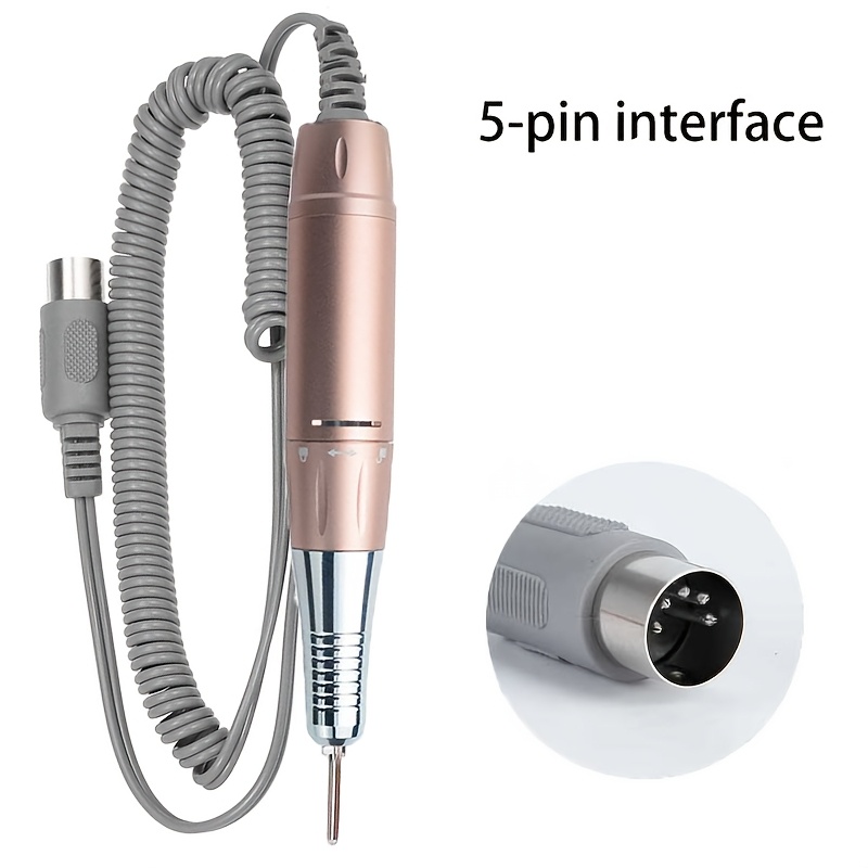 5-core Plug -nail Machine Replacement Handle Metal Body Professional Electric Nail Drill Handle 35000rpm Nail Handpiece File Polish Manicure Drill Accessory