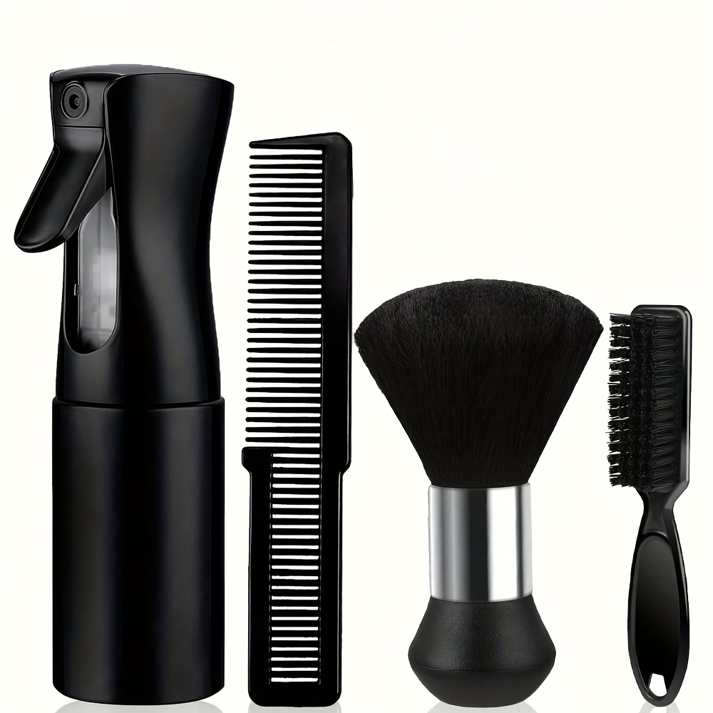4pcs Professional Haircut And Grooming Kit – Essential Barber Tools For Haircuts And Beard Care – Includes Heat-resistant Styling Comb, Beard Trimmer Cleaning Brush, And Soft Nylon Bristle Beard Brush