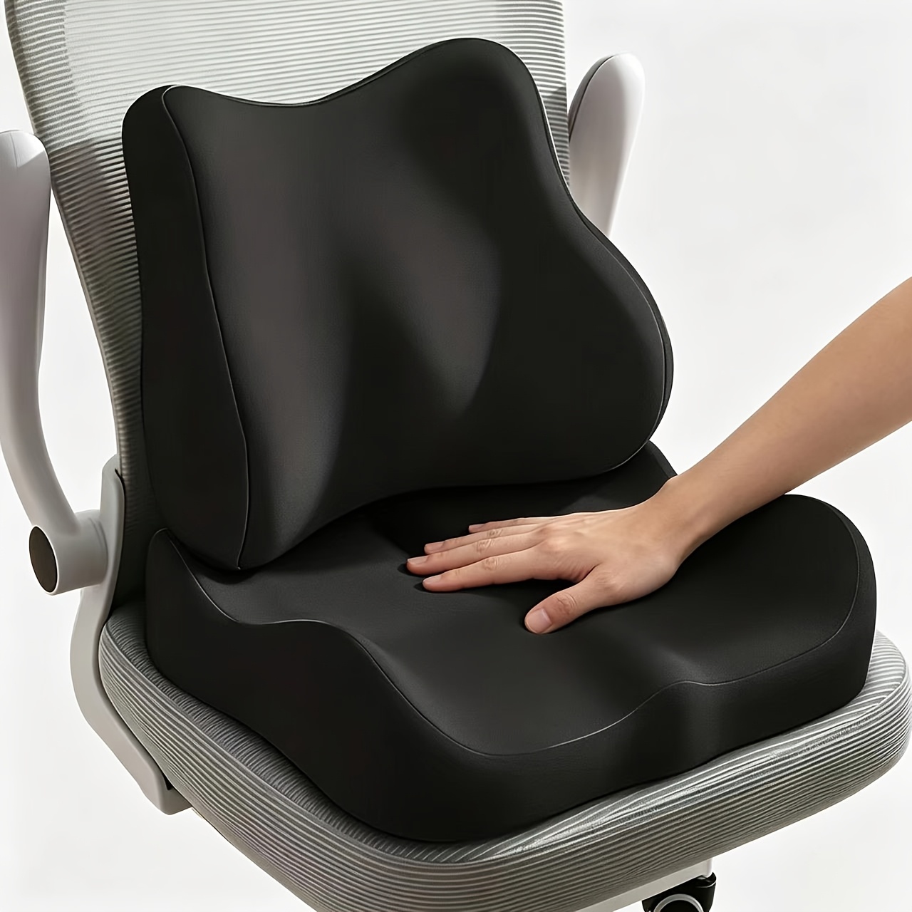 TEMU 3pcs Set: Ergonomic Seat Cushion   Lumbar Support Cushion Set, Includes A Random-colored Towel - Soft And Elastic Office Chair Cushion, Suitable