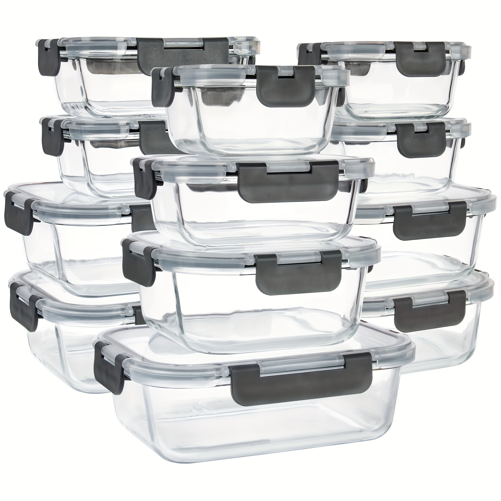 

12 Pack Glass Food Storage Containers With Airtight Lids, Leak-proof Meal Prep Containers With Lids, Dishwasher/microwave/oven Safe