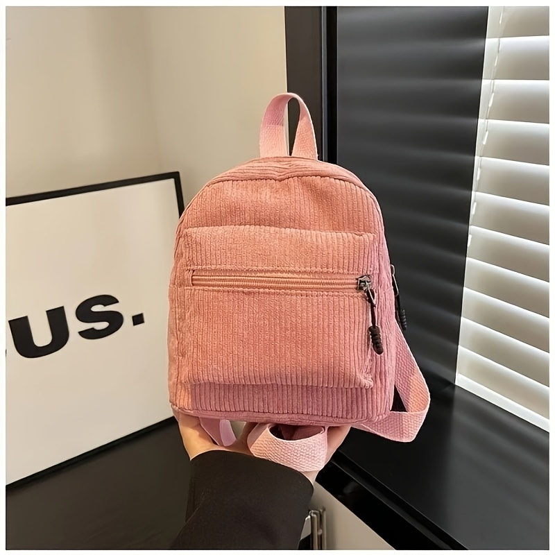 TEMU Mini Backpack For Women, Korean Style Small Corduroy Forest Series Double Shoulder Bag, Mature Versatile College Style Women's Bag, High- Phone