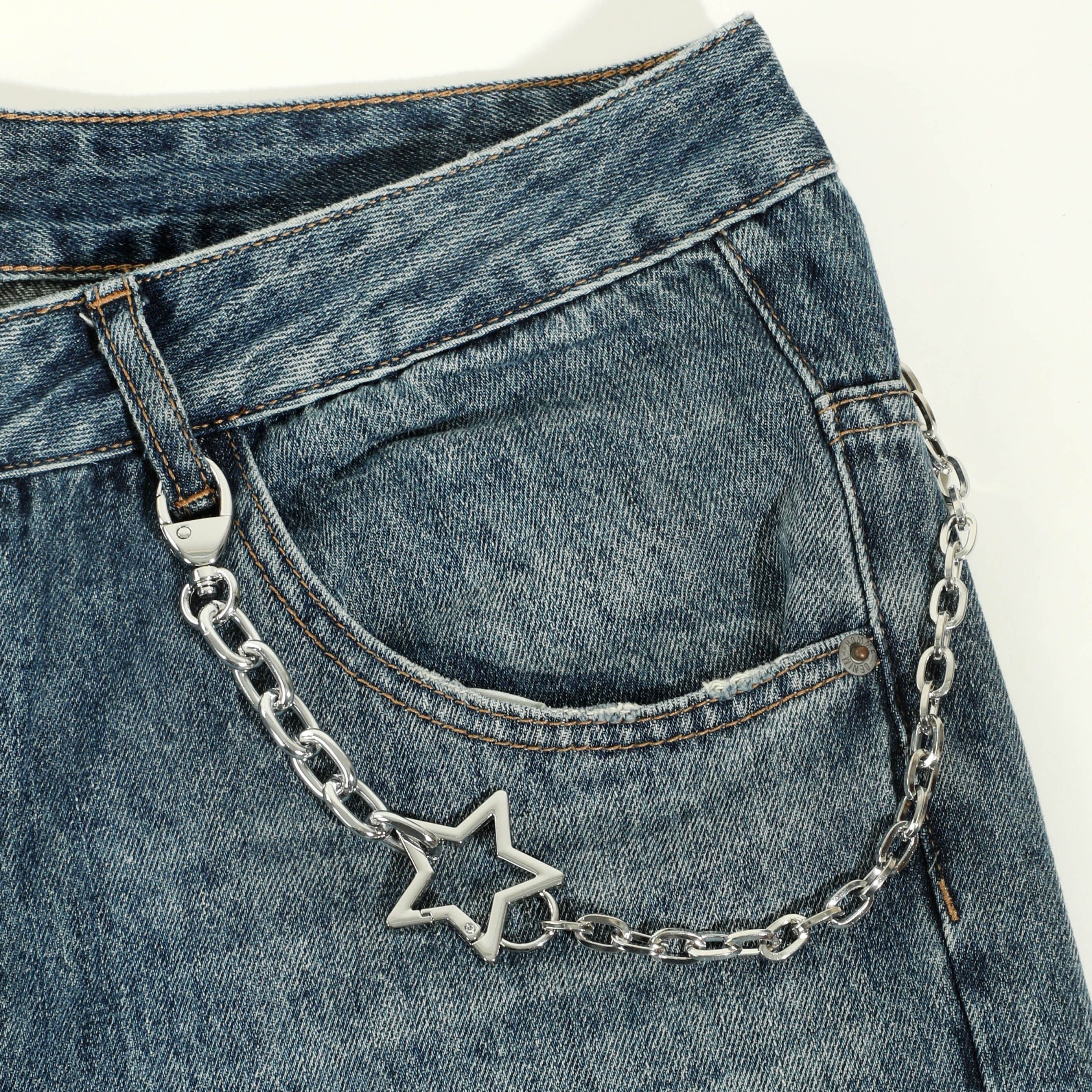 TEMU 1pc Fashionable And Simple Unisex Denim Waist Chain With Star Decoration