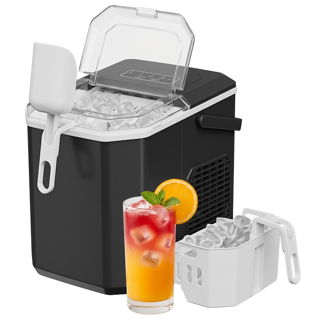TEMU Portable Outdoor Ice Maker Self-cleaning Mini Crushed Ice Maker Ice Maker Countertop, 33lbs/day Ice Machine, Self-cleaning, One-button Control,