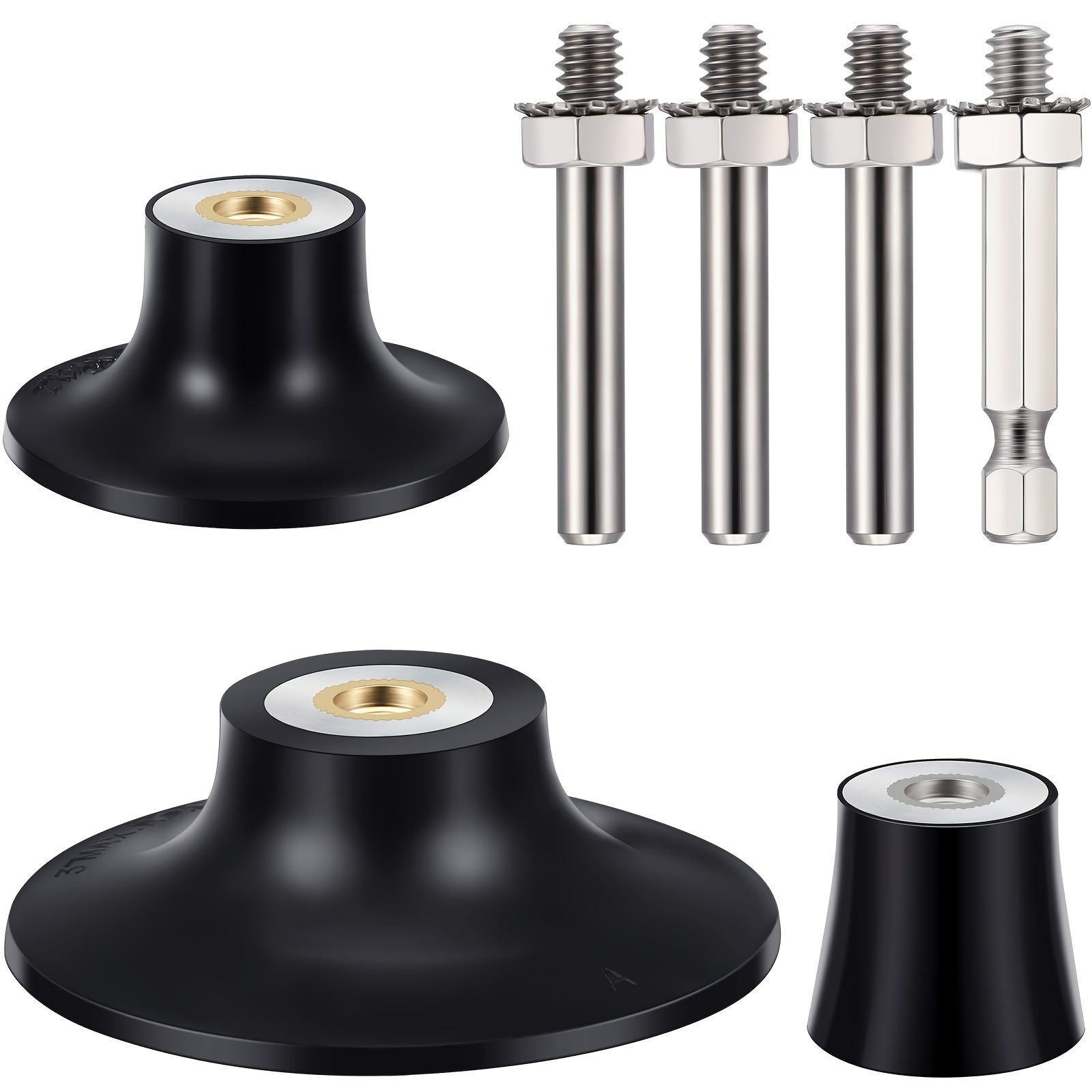 TEMU 4pcs Disc Pad Holder Bristle Disc Set Including 1, 2, 3 Inch Sander Disc Holder With 1/4 Inch Shank Double Replacement Rod Disc Rotary Tool Pad