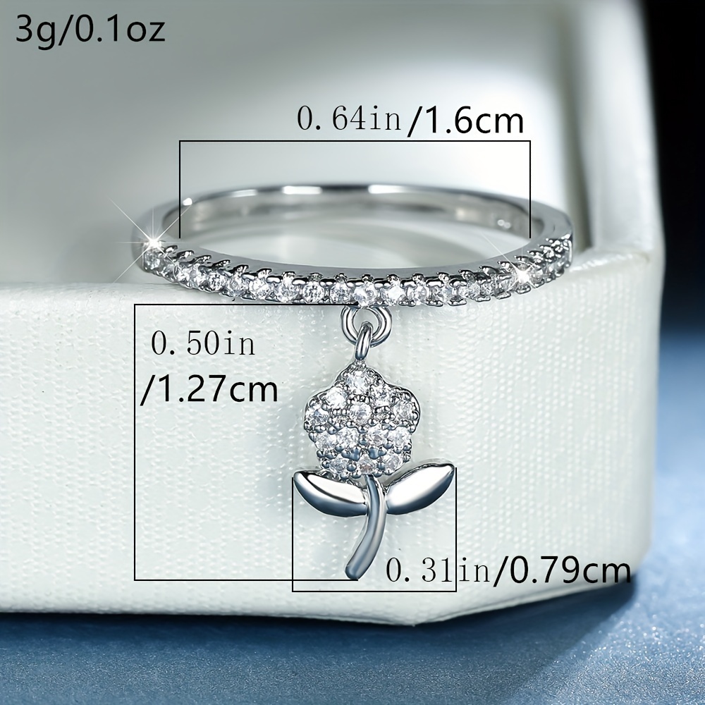 Flower Pendant Ring with Zirconia - Elegant Wedding Accessory
