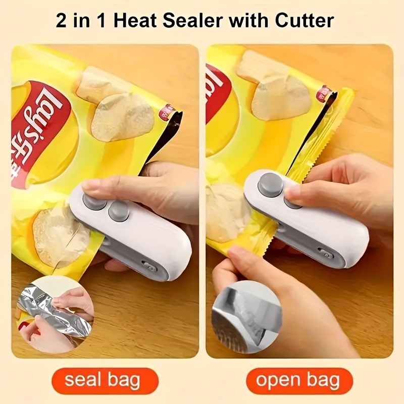 compact usb rechargeable snack bag sealer   hot vacuum sealer with cutter blade abs plastic manual operation 16w power 155mah lithium battery food storage   plastic bags freshness preservation details 7