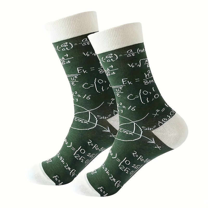 

1 Pair Math Pattern Mid Tube Socks, Novelty Comfy & Breathable Socks, Women's Stockings & Hosiery