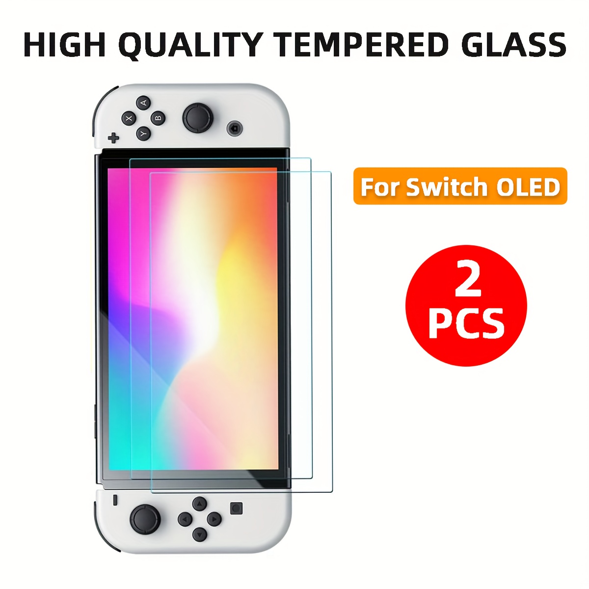 A Set Of 2 Tempered Glass Screen Protectors, Designed For The Switch Oled, Featuring High , High Hardness, Scratch Resistance, And Bubble-free Installation.