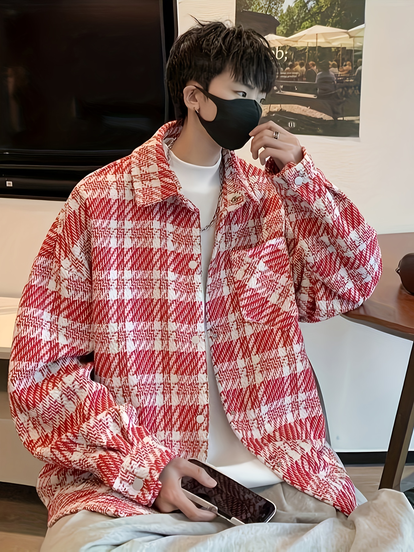 Camisa De Franela Chamarra De Cuadros Para Hombre Chaqueta De