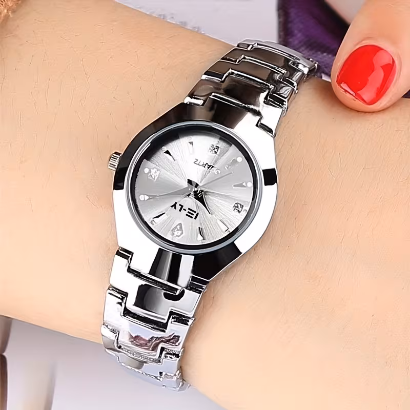 new womens watch luxury watch round small pointer steel band quartz watch suitable for daily decoration Product details 2