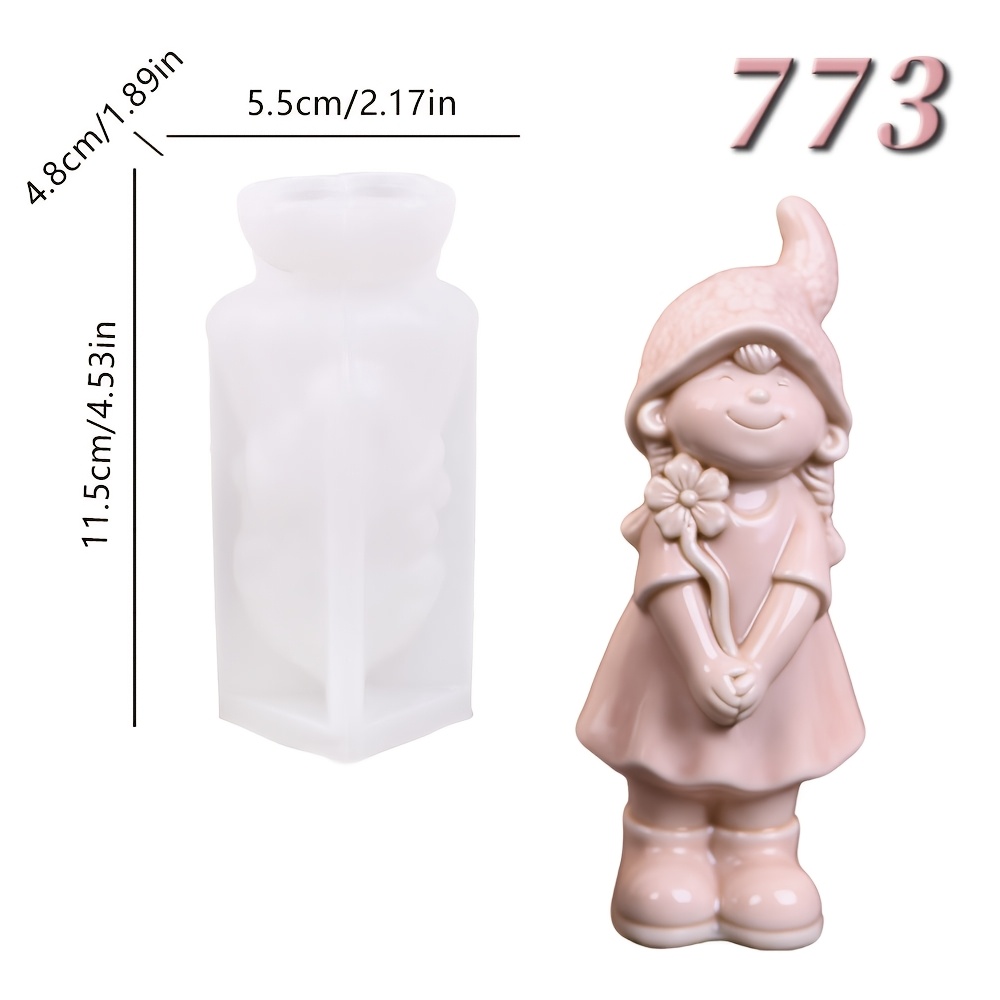 TEMU 1 stampo in silicone 3D di una persona che indossa un cappello, per realizzare bambole in gesso, ornamenti in resina, artigianato, decorazioni