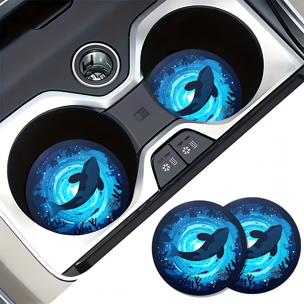 TEMU Sous-verres Requin Lumineux Région des Profondeurs, Antidérapants, Résistants à la Chaleur et Anti-Taches pour Voitures, Vendus en Paires, avec