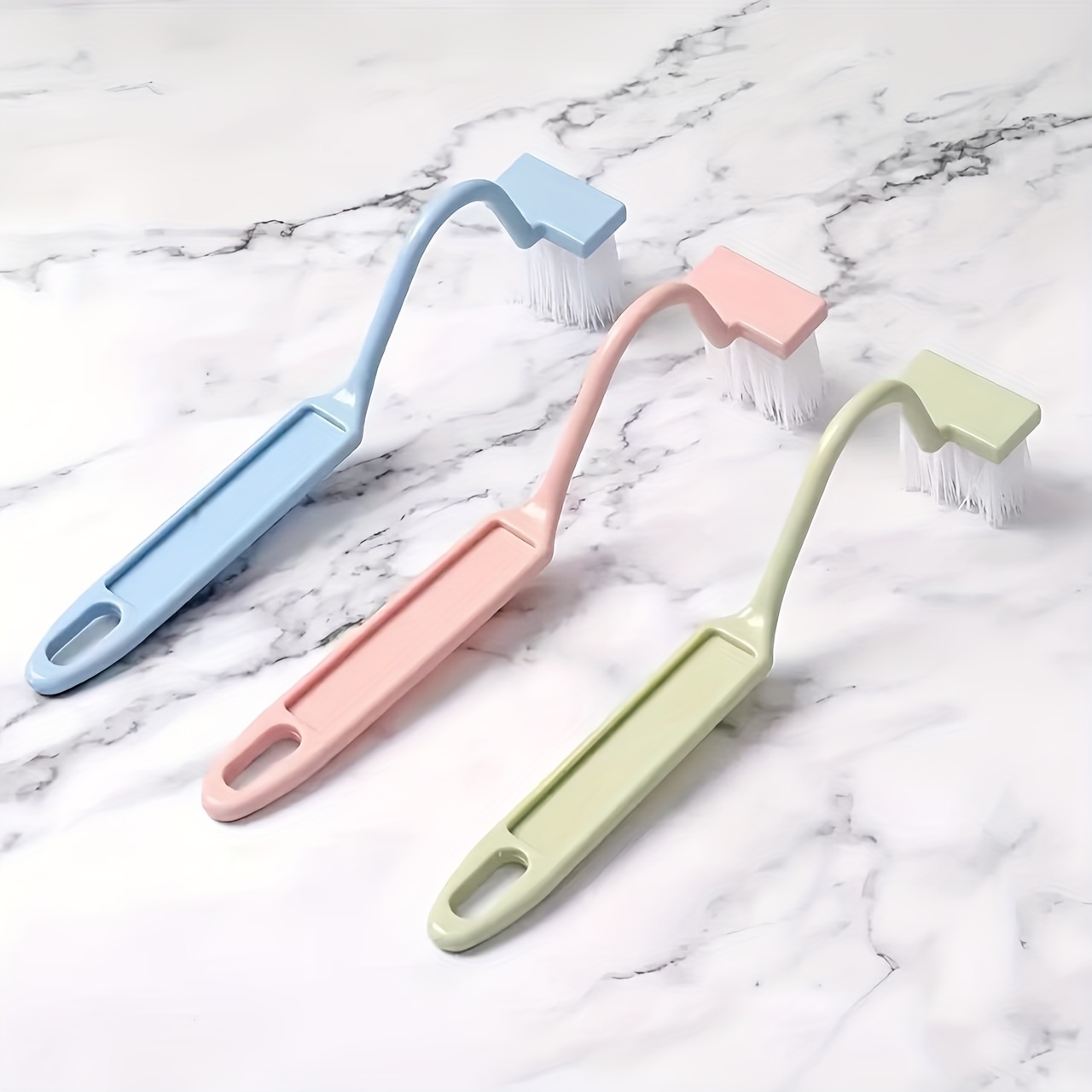 E-shop 3er Set Faltbare Reinigungsbürsten mit Griff - V-förmiger Ellbogen, geeignet für enge Räume und Ecken, Küche, Toilette, Badezimmer, Gewerbe und
