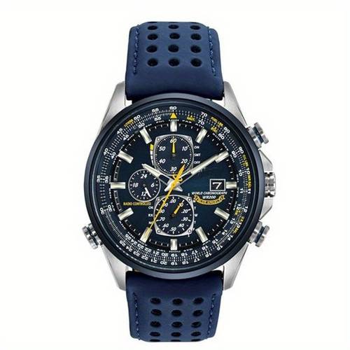 mens mechanical watch with chronograph navy blue dial stainless bezel automatic winding business everyday wristwatch for formal and casual ideal gift for dad husband professionals durable non electric watch professional construction stylish men