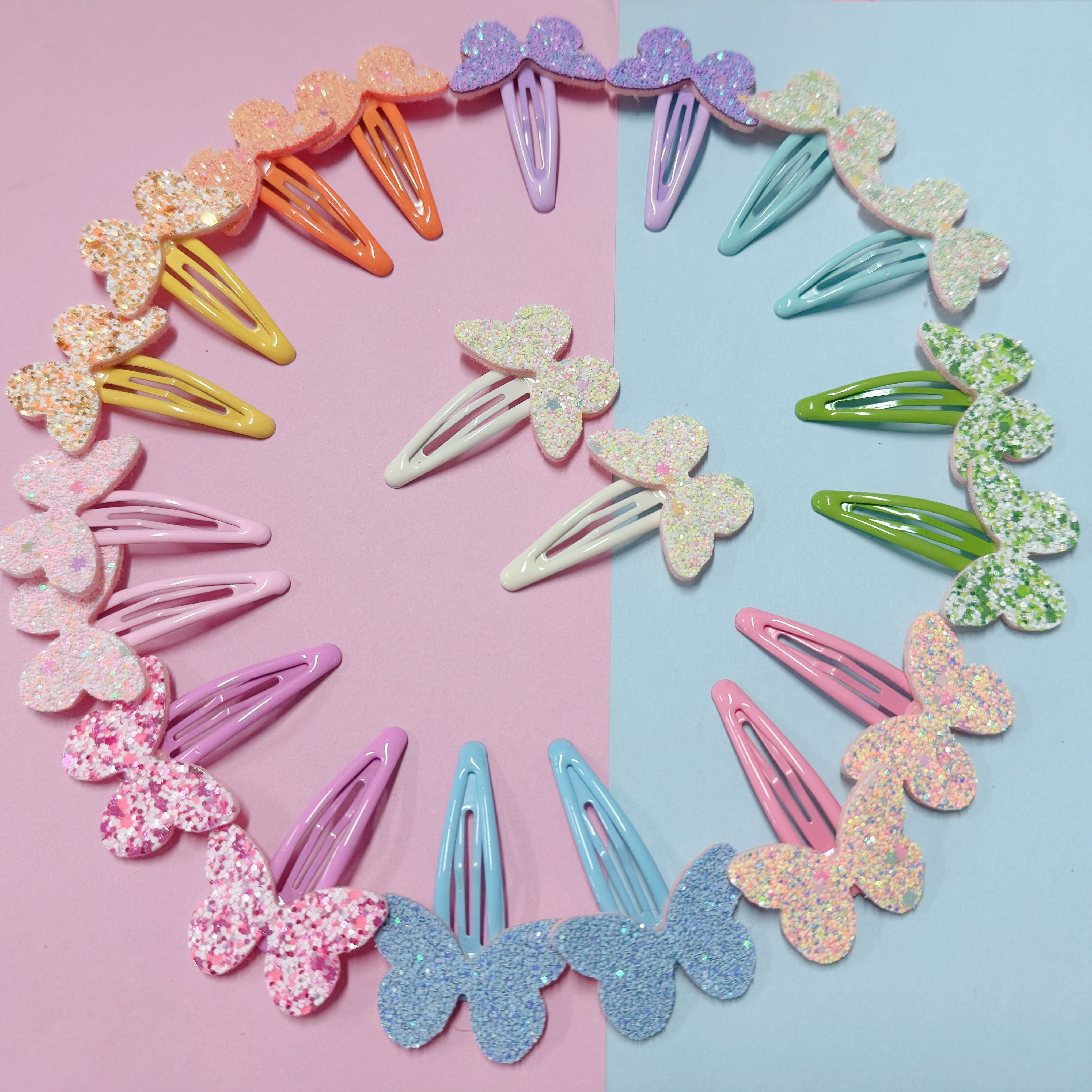 

20pcs Cute Glitter Butterfly Hair Clips, Y2k Style Bb Side Clips, Lovely Bangs Clips, Sweet Cool Daily Use Hair Accessories