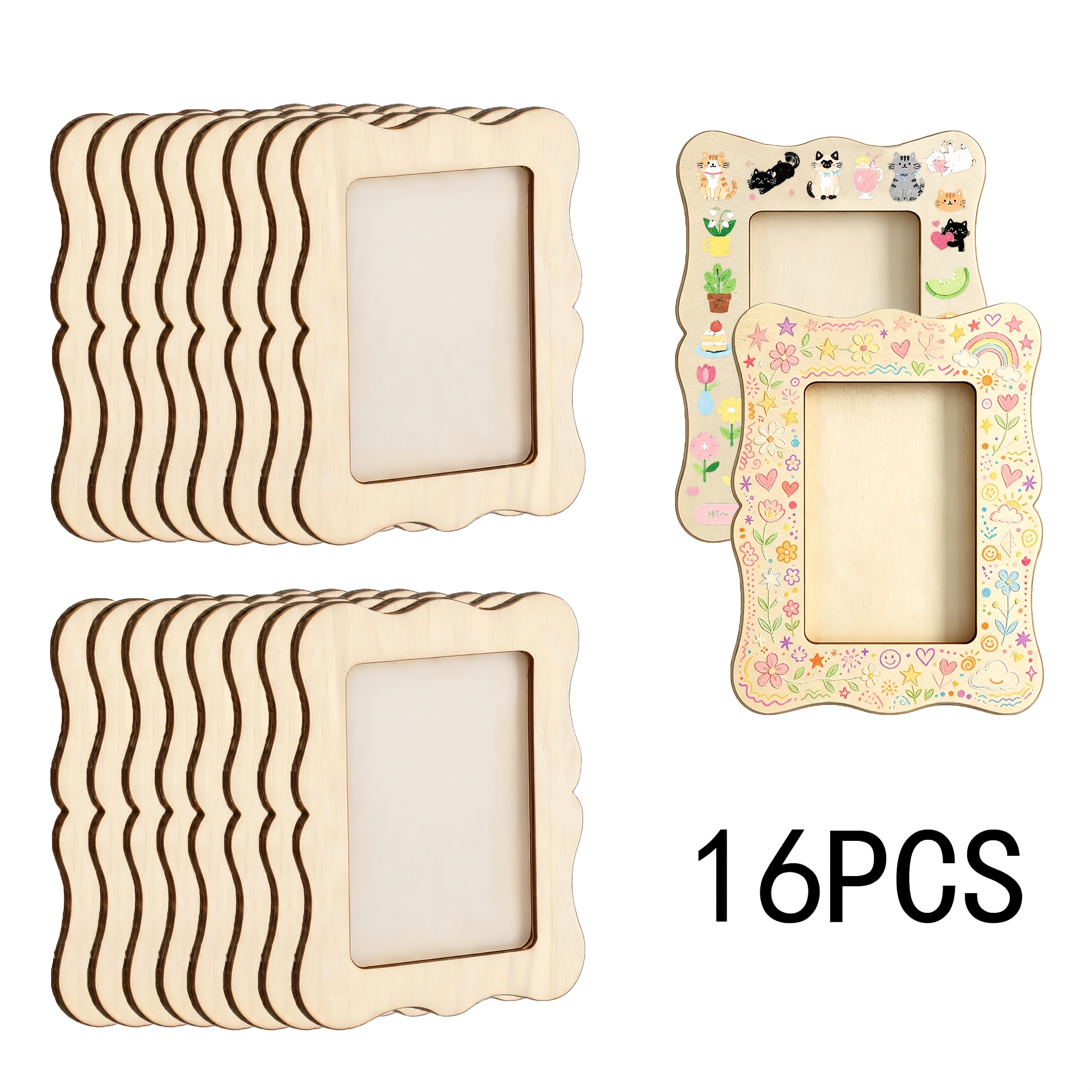 TEMU Mini Wooden Photo Frame, Blank Magnetic Wooden Frame, Suitable For Handmade Crafts And Wooden Decorations, Ideal For Birthday, Wedding Party,