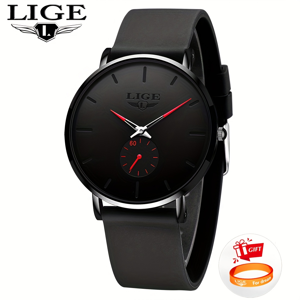 Lige 2025 Minimalist Watch For Women/ Men. Classic Ultra-thin Watch With Silicone Strap. Quartz Watches Are Ideal For Birthday/ Christmas Gifts