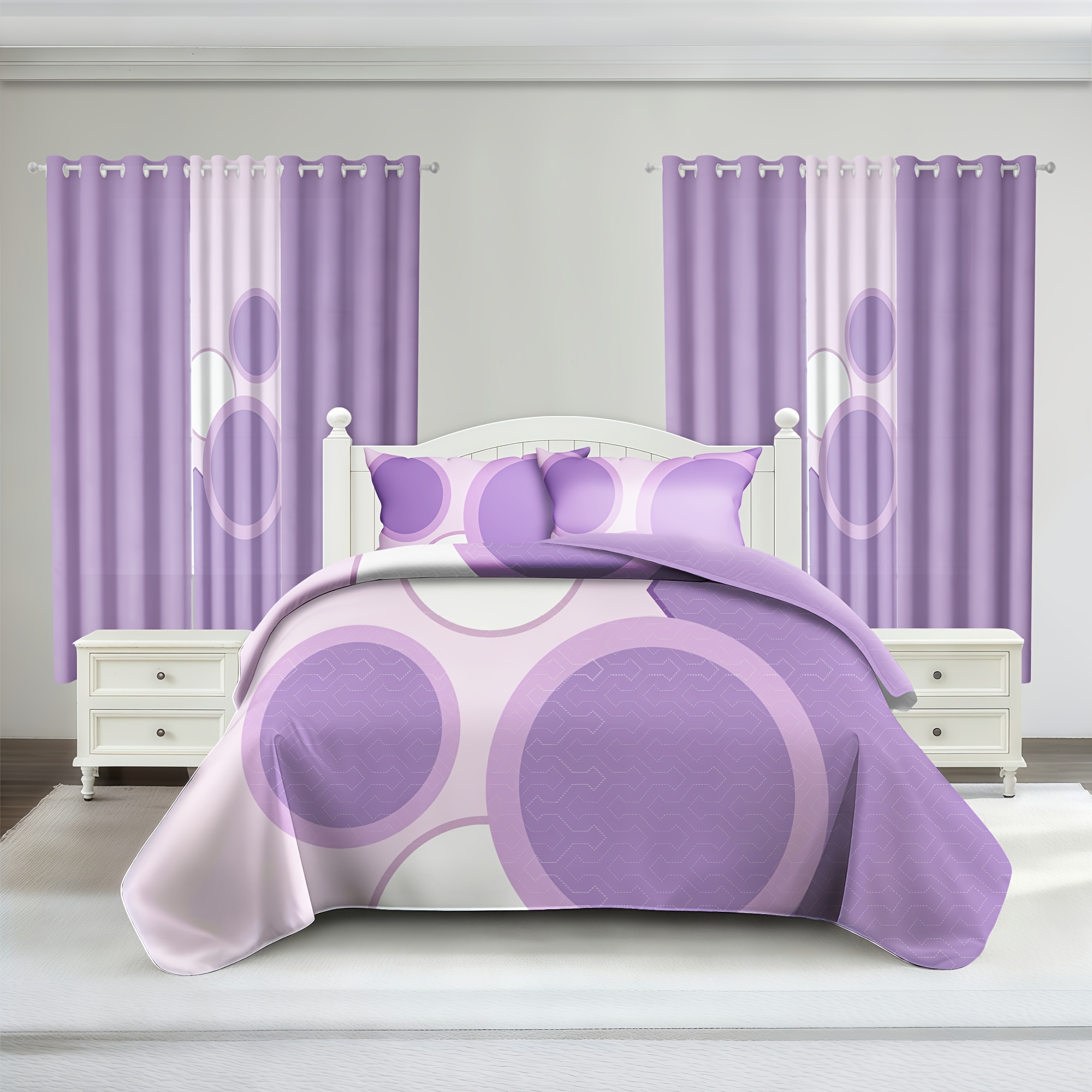 TEMU Parure de lit et de rideaux tactile épaissie 9 pièces, Parure de lit de luxe améliorée, Linge de lit toutes saisons en microfibre, Convient , la