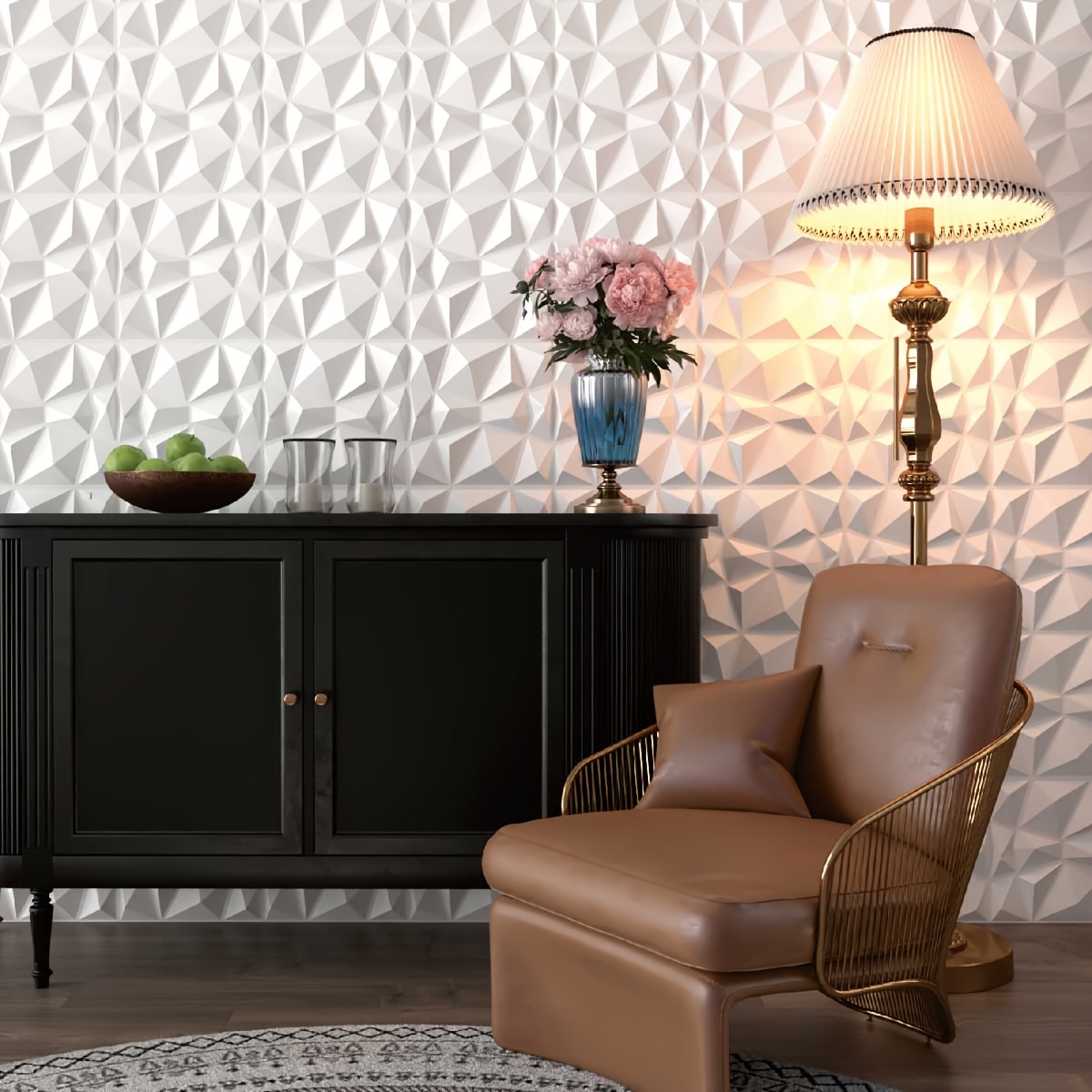 Art3d - - Art3d 33-Pack 3D Wall Panels For Interior Wall Decor, Modern Diamond Textured Accent Wall Paneling For Gaming Living Room TV Wall Background, 12 X 12 Inch White, A10342
