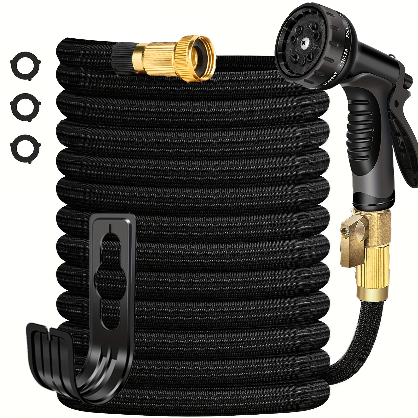 100ft heavy duty garden hose non expandable with 3 4 solid brass fittings leakproof design durable rubber material   threads   gardening cleaning forestry 25ft 50ft 75ft 100ft 150ft kit