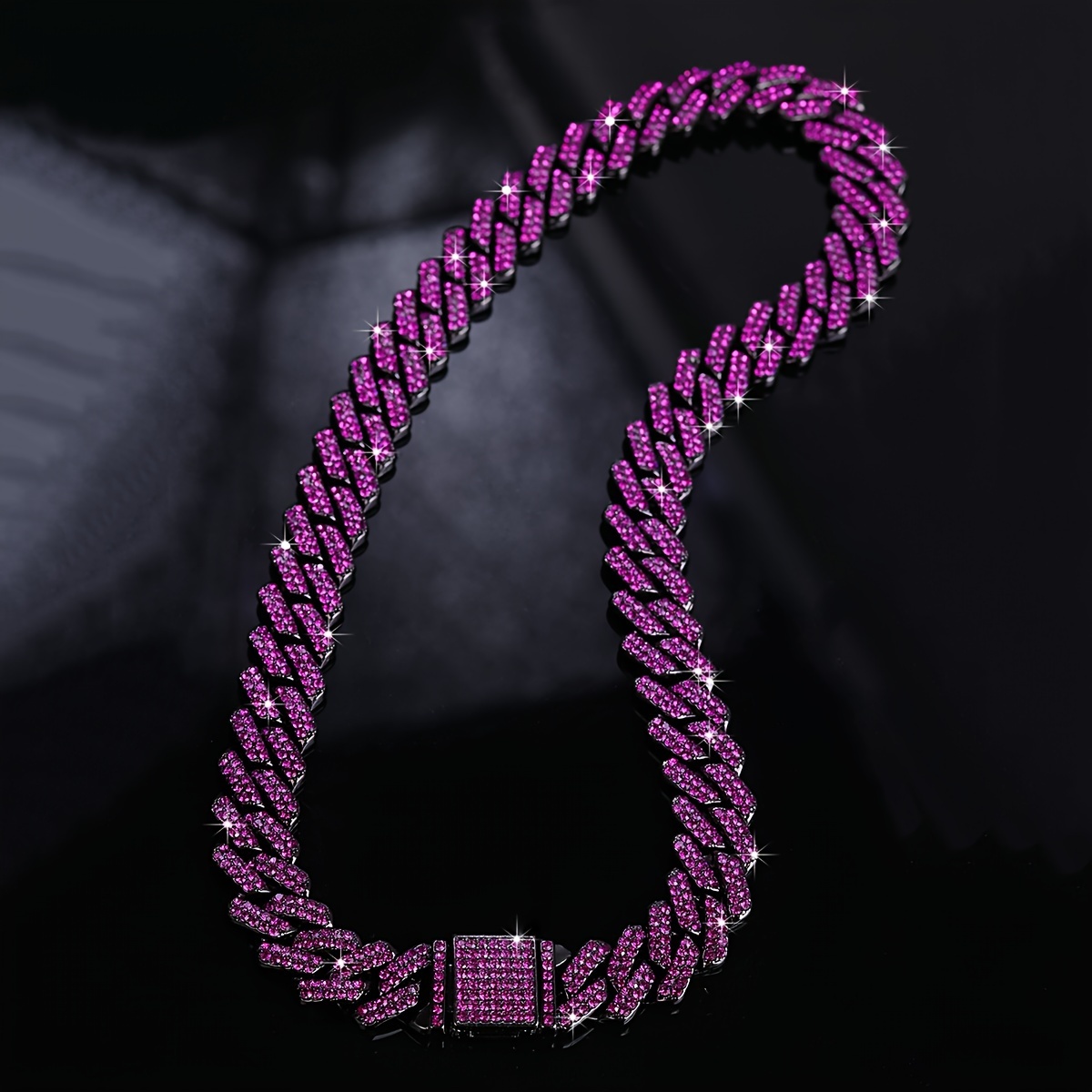 Iced Out Rhinestone Cuban Chain Necklace for Men