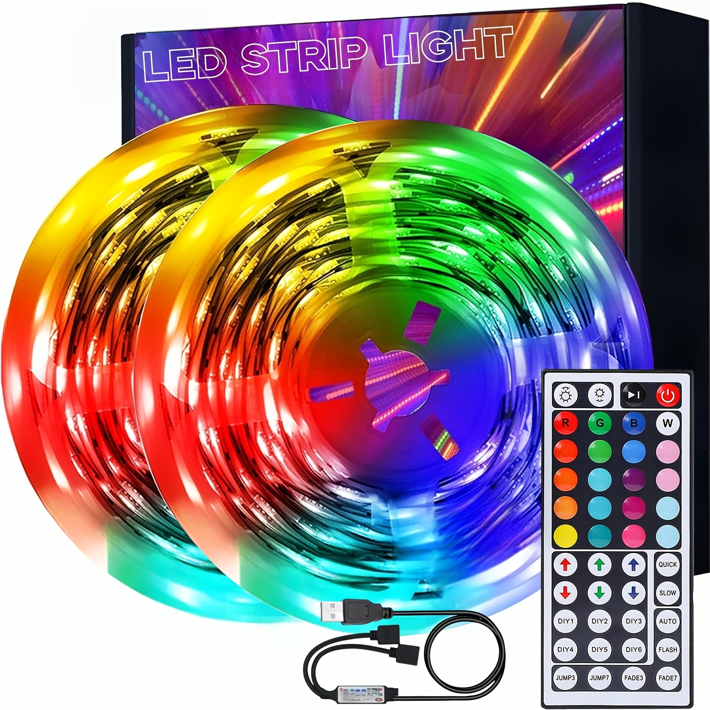 usb rgb led strip lights with remote control color changing dimmable backlight suitable for tv bedroom party decor rgb strips for home   compatible for pc bookshelf ceiling fan wiring no