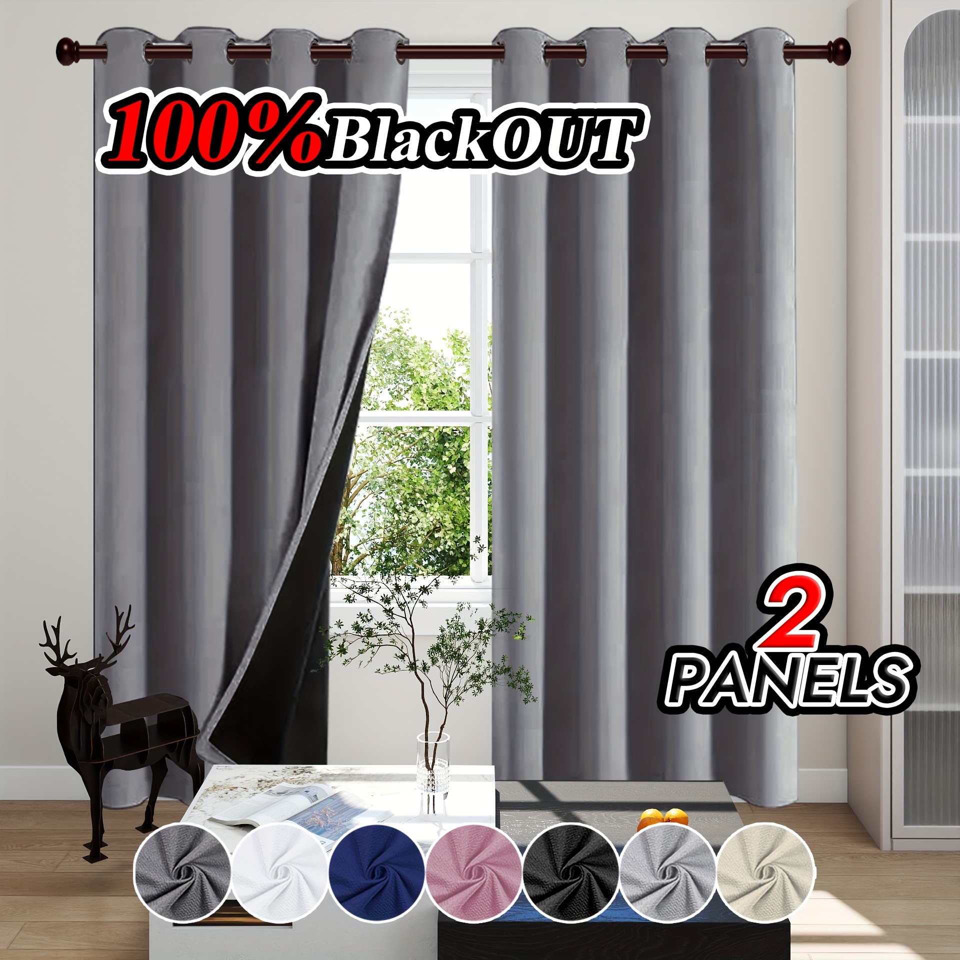 два штора-теплоизолятора, 100% светонепроницаемые, шумопоглощающие, солнцезащитные шторы, затемняющие комнату, из однотонного полиэстера с подкладкой с покрытием, легкие, с верхним отверстием для подвешивания, в современном романтическом минималистичном стиле Детали 3