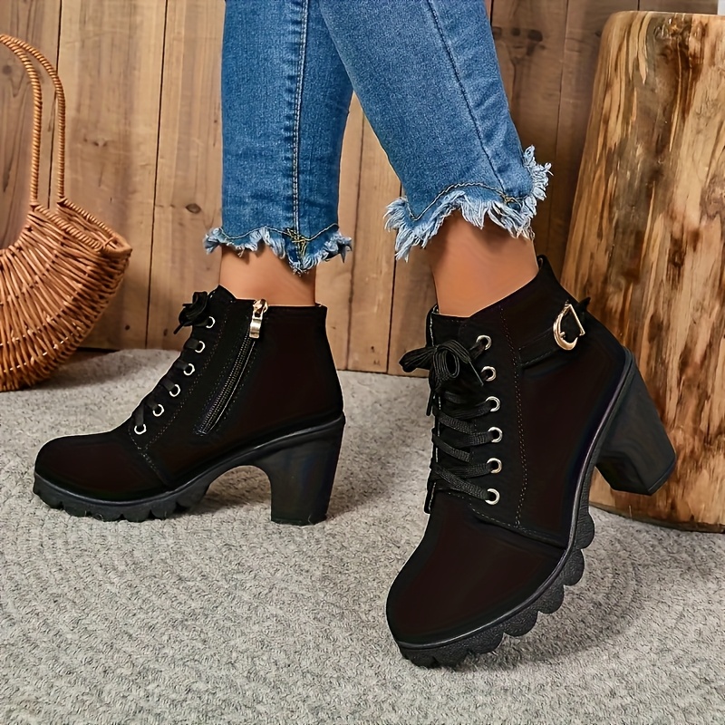 2025 new womens solid color thick heel ankle boots edge - Temu 2025 new womens solid color thick heel ankle boots edge - Temu