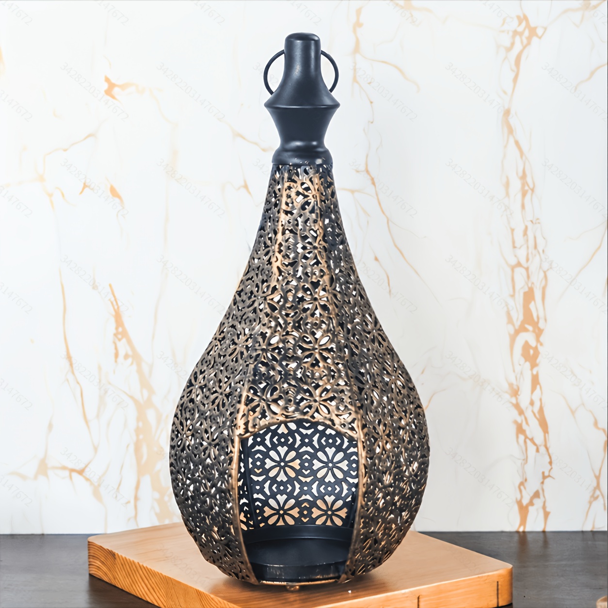 Image of Elegant Metal Lantern Candle Holder - Decorative Tabletop Lantern For Home, Perfect For Chinese New Year & Celebrations (candles Not Included)