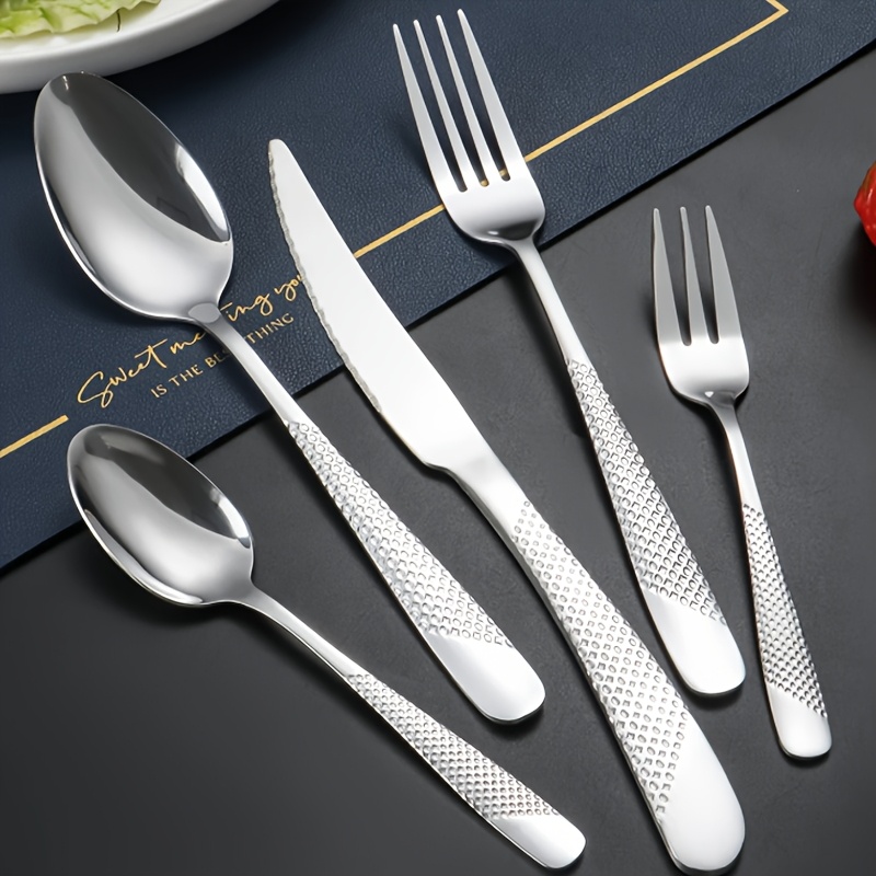 Ensemble Couverts Maison Restaurant Hunnycook Set 60 - Fourchettes, Cuillères, Couteaux - Qualité Lave-Vaisselle Couverts Inox 12 Personnes