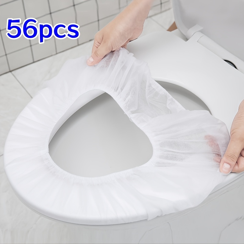 E-shop 21 Stück/56 Stück Einweg-Toilettensitzbezüge, Haushalts-Toilettensitzbezüge aus Vlies für Reisen Geschäftstrips, Tragbare Einzeln Verpackte