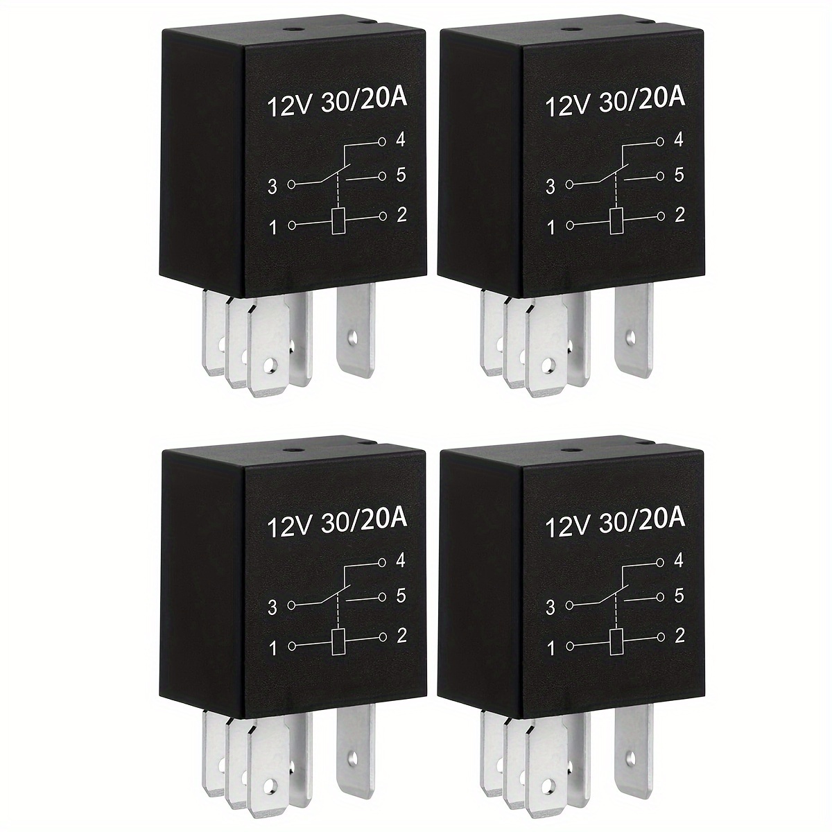 Image of 4pcs Heavy Duty 12v 30a Car Relays - & Spdt, Replacement Connect, Durable Nylon Shell, 5-pin, Relay
