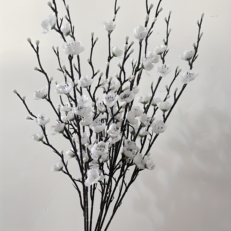 TEMU 1pc Artificial Plum Fake Holly Long Stem Plastic Flower Office Wedding Party Garden Decoration Gift Birthday Graduation