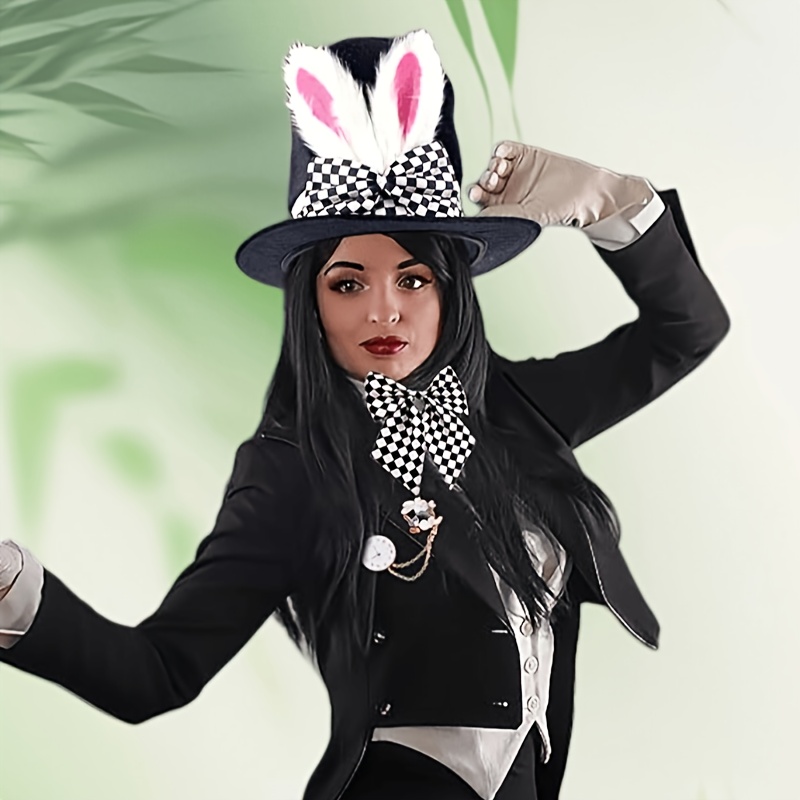 White Rabbit Costume Plush Bunny Ears Top Hat for Easter Halloween Cosplay Amazon.com: Hikkcos Rabbit Ear Hat, 4PCS Easter White Rabbit  main image 2
