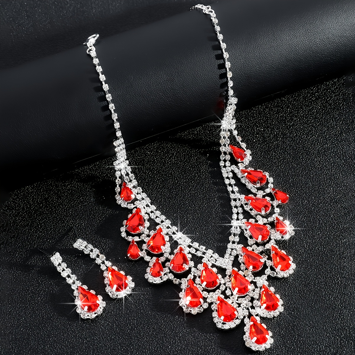 Elegance Water Drop Tassel Necklace and Earrings Set