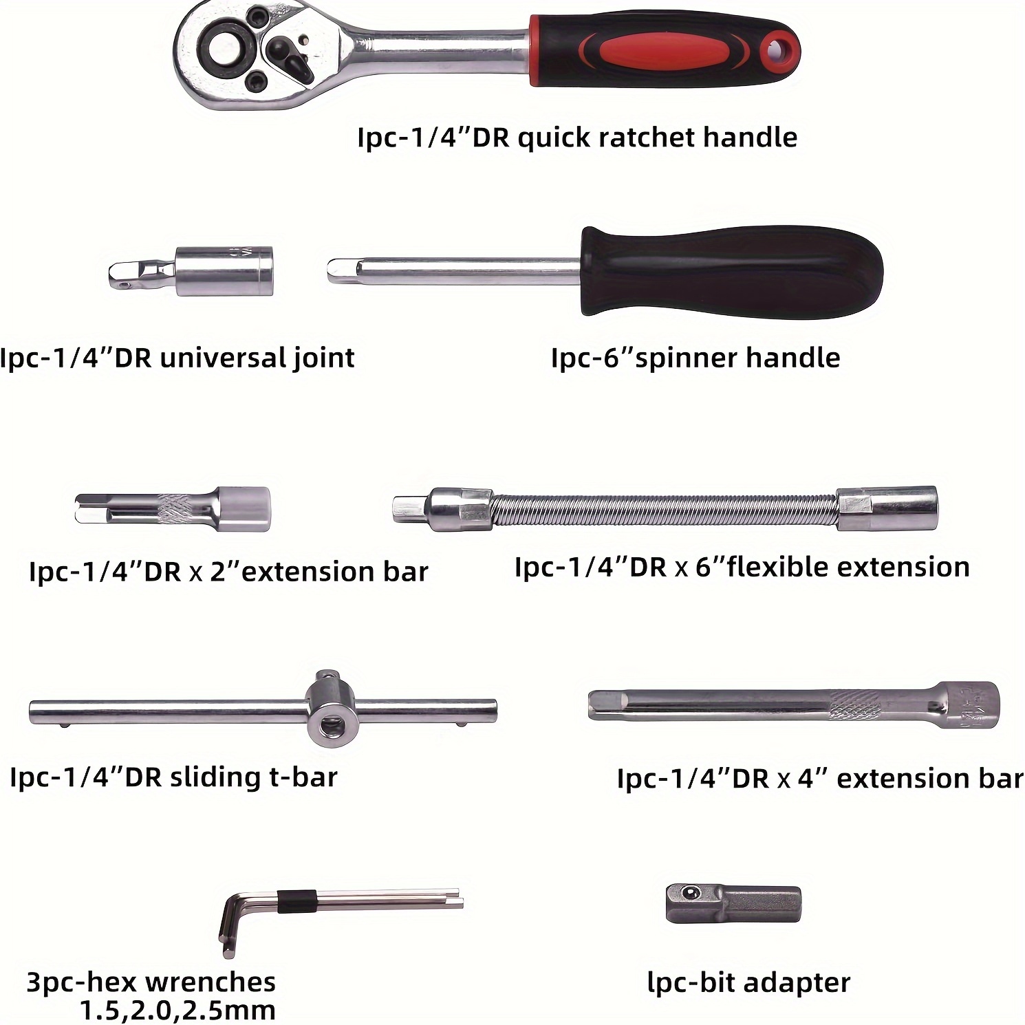 46pcs/53pcs kit doutils pour voitures - ensembles doutils de qualité pour lentretien des voitures, des vélos et des motocyclettes - solution compacte, portable et avec clé à cliquet, ensemble de tournevis , batterie détails 2