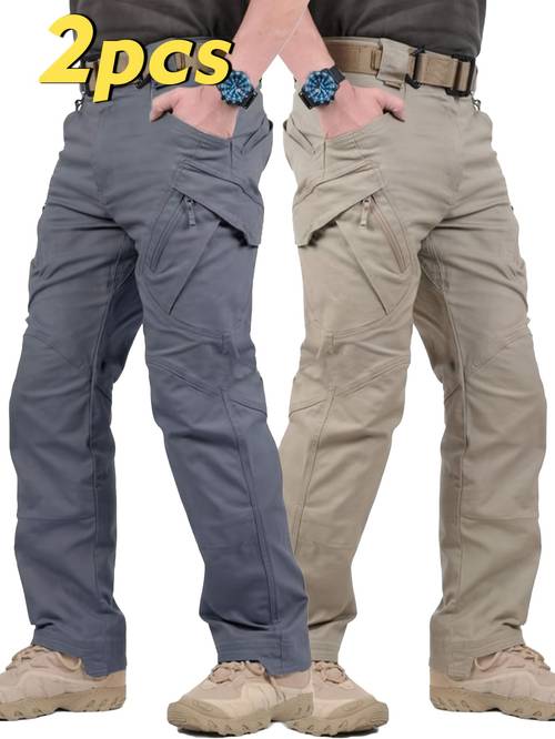 2pcs mens cargo pants stylish functional multifunctional outdoor trousers with multiple pockets ideal gift for outdoor enthusiasts