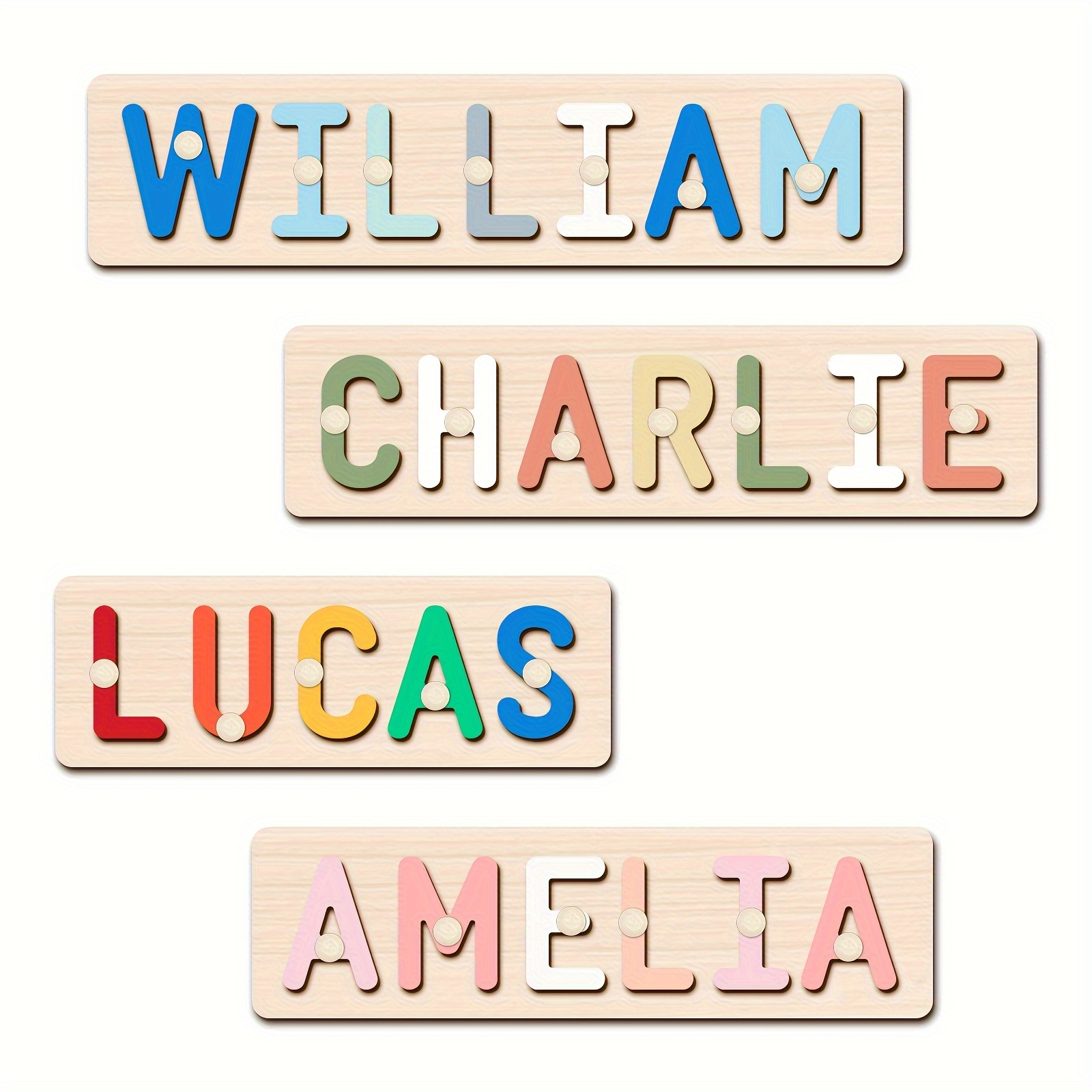 

Custom Wooden Name Puzzle With Pegs - Personalized Early Learning Toy, Perfect For Baby's Birthday, Baptism Gift & Montessori Play, Ages 0-3