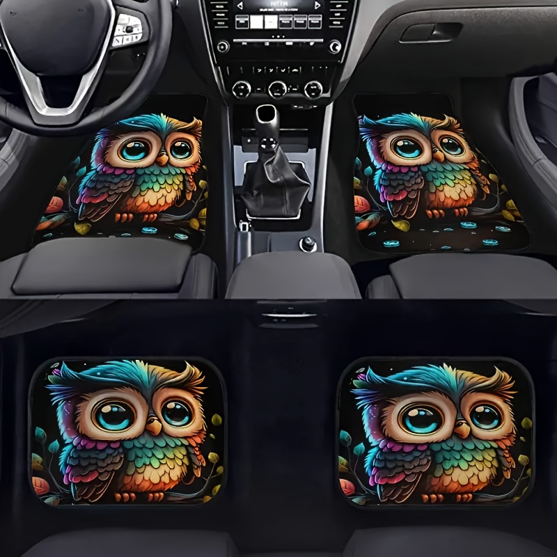 

Polyester Owl Print Car Floor Mats, 4pcs Set - Fits Most Cars, Suvs & Trucks, Ideal For Front & Rear Seats, Cat, Car Mats