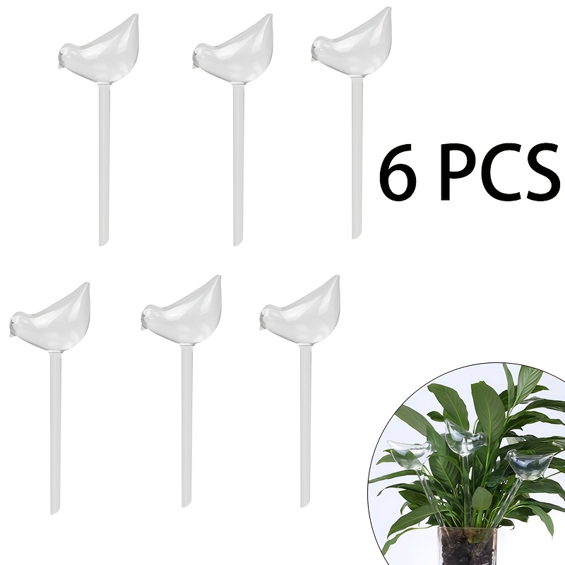 E-shop Set mit 6 selbstbewässernden, vogelförmigen Plastikflaschen zur automatischen Bewässerung, geeignet für Tropfbewässerung, ideal für Innen- und