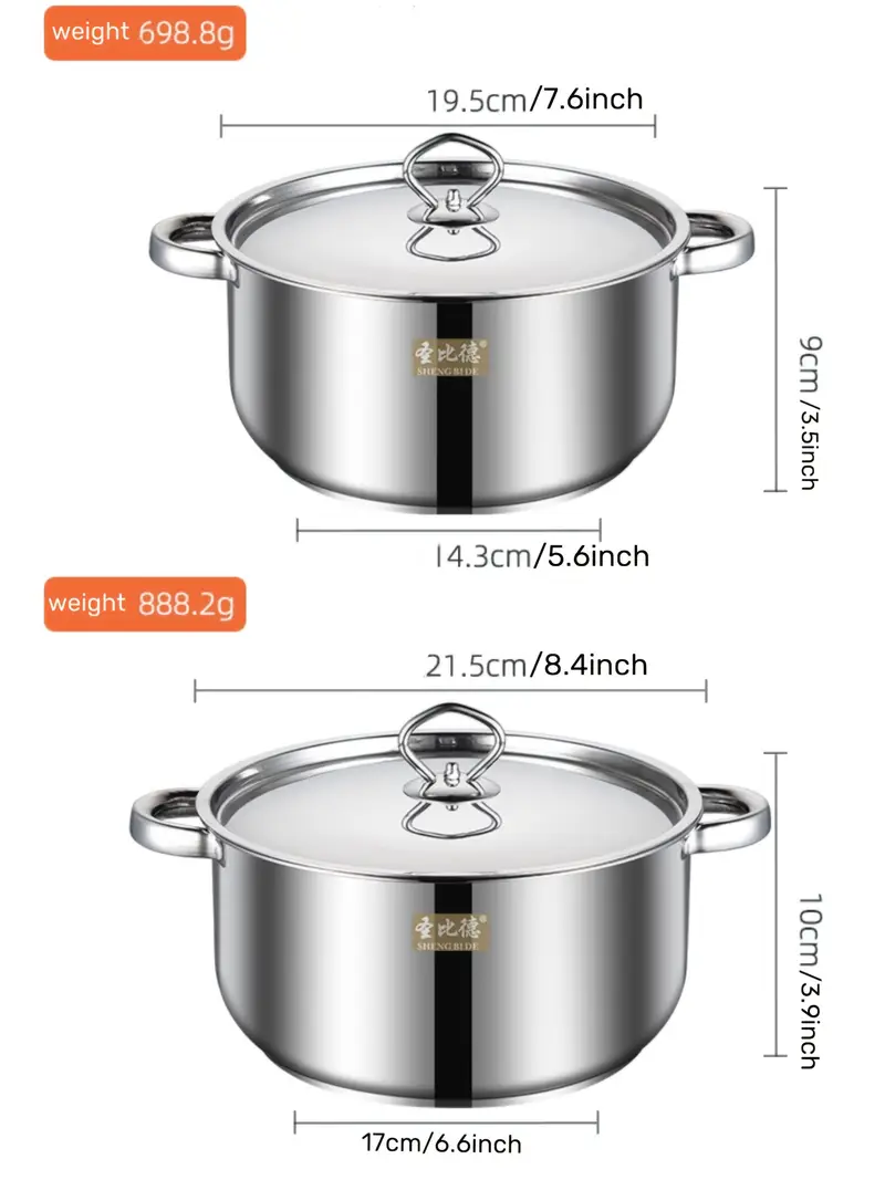 Набор посуды из нержавеющей стали на 15 предметов, антипригарные кастрюли и сковороды с композитным дном и крышками, 6 размеров, 3 принадлежности, 11,4 фунта, идеально подходит для кемпинга на природе, многофункциональной готовки супов, пасты, морепродуктов, дома и в ресторане, детали 2