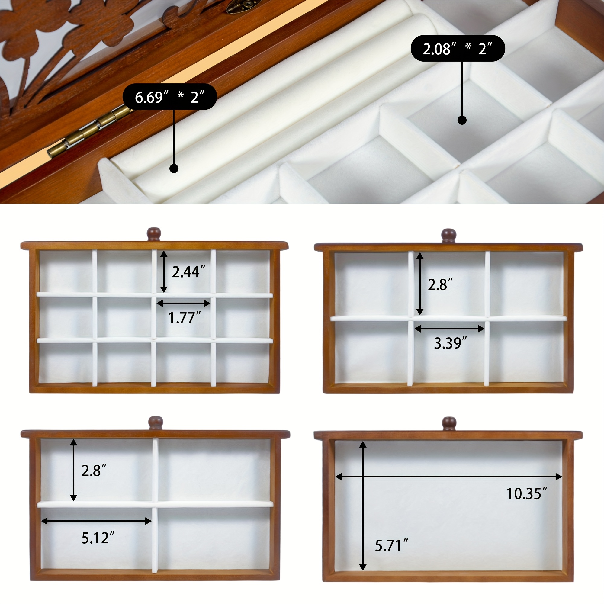 leaf pattern wooden jewelry box for women   jewelry organizer for rings necklaces bracelets ideal for mothers day gifts Product details 2