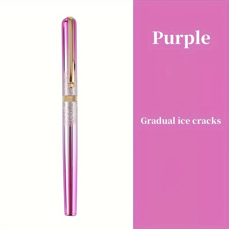1pc/gradient Cold Crack Creative Metal Pen, Suitable For School Office And Business , With A 0.38mm Pen Tip And Built-in Ink Absorber - Replaceable , Perfect As A Gift ()